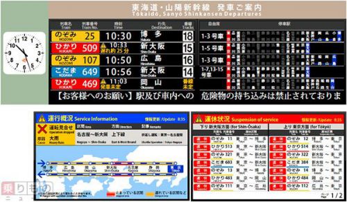 新幹線・在来線の列車位置、確認可能に 駅電光板の拡充も 2019年予定 JR東海