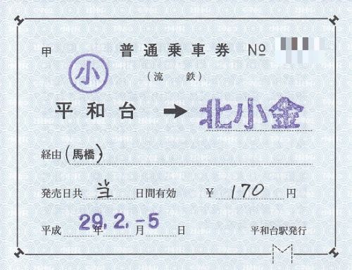 流鉄平和台駅補充片道乗車券、補充往復乗車券