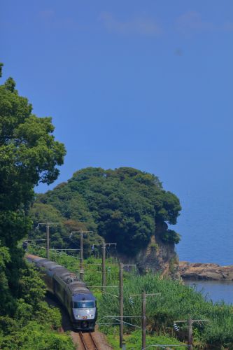 長崎本線の有明海バックを行く787系特急「かもめ」他(多良~肥前大浦)