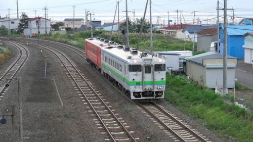 早朝の厚内駅で