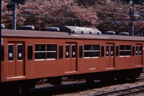青梅線103系 春爛漫の川井駅 1997-04-12