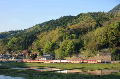 伯備線の水田が輝く里山を駆け抜ける285系特急寝台の臨時「サンライズ出雲92号」他(上石見~下石見信)