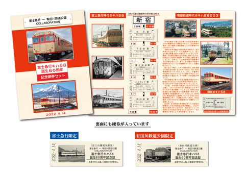 【富士急行】有田川鉄道公園(和歌山県)とのコラボでキハ58誕生60周年記念硬券発売。4月2日(土)・3日(日)は有田川鉄道公園でイベントも実施