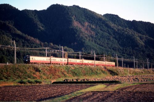 秋の築堤に輝く電車 - 1989年・東武日光線 -