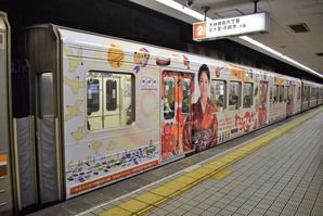 「わろてんか」ラッピング電車が堺筋線で運行中