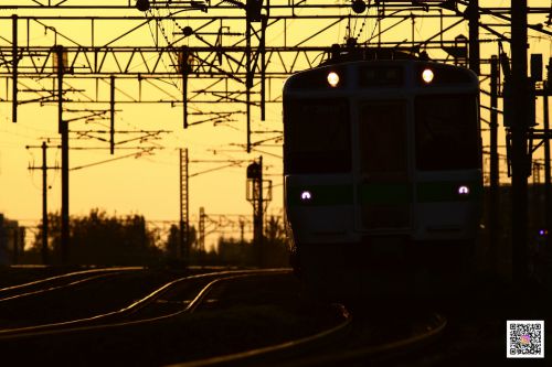 菊水カーブで夕練の電車 2018/05/29