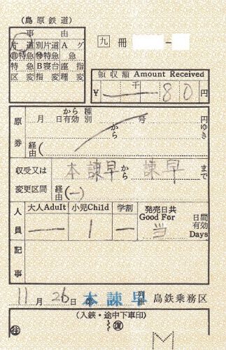 島原鉄道出札補充券