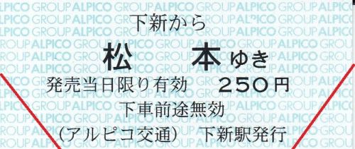 アルピコ交通下新駅常備軟券乗車券(2018年)
