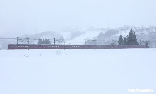 団体貸切列車485系「宴」 雪原をゆく