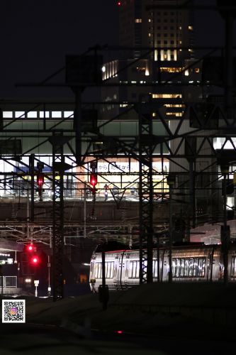 今日の闇鉄で新旧苗穂駅と光跡 2019/02/27