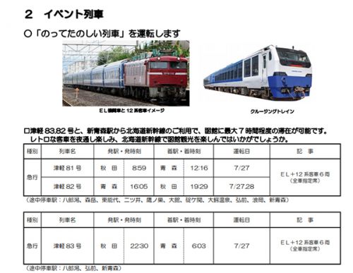 秋田地区夏の臨時列車の目玉は津軽ときらきらうえつ?
