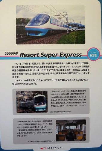 初めての小田急ファミリー鉄道展2019 参加 その13 特急ロマンスカー写真による紹介 RSE 20000形