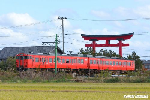 「弥彦浪漫」 キハ47国鉄首都圏色と大鳥居