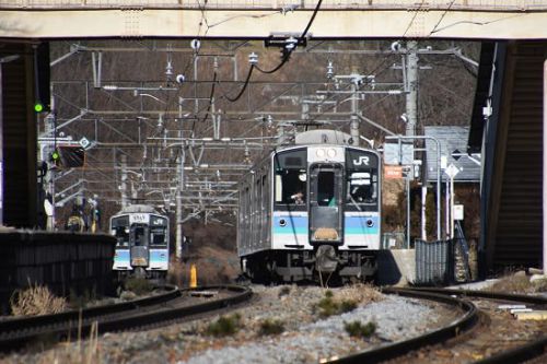 1月3日撮影 冠着駅にて383系「WVしなの」と、普電より