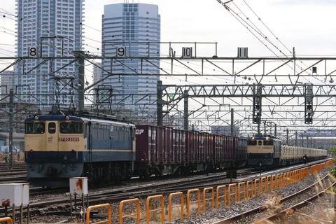 新鶴見界隈845-2(国鉄色並び 75レ EF65 2089, 8151レ EF65 2088)