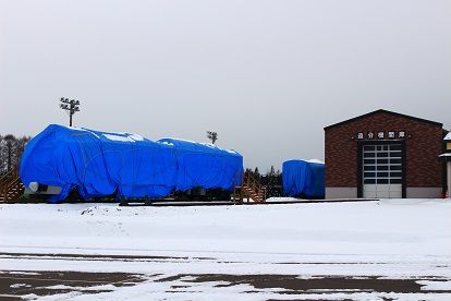 道の駅「あびらD51ステーション」に保存されているキハ183系スラントノーズ車
