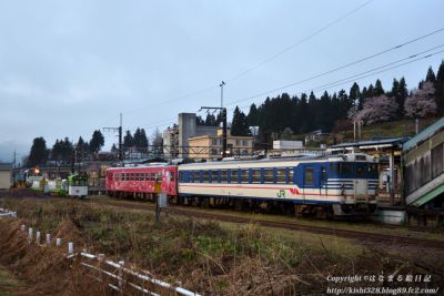 サクラとキハを愛でる #早朝の小出駅