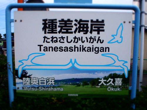 種差海岸駅と駅前の様子。本八戸駅から24分の種差海岸観光の玄関口