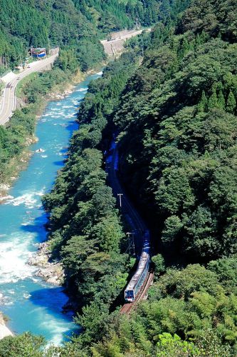 土讃線の渓谷に沿って行く懐かしの181系気動車特急「しまんと」他(土佐穴内~大杉)