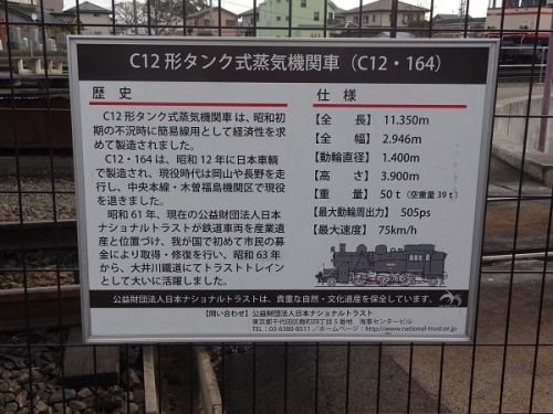 新金谷駅SL広場に保存されているC12 164号機