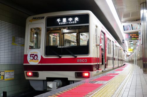 【北大阪急行】8000形ポールスターはラッピングになっている?