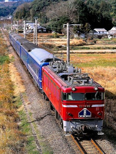日豊本線で最後の活躍をする懐かしのED76-69号機牽引の寝台特急「富士」他(杵築~中山香)