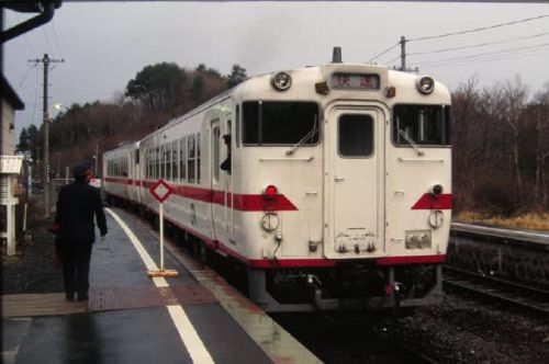 八戸線キハ40系 侍浜駅と階上駅のタブレット交換 1996-04-29