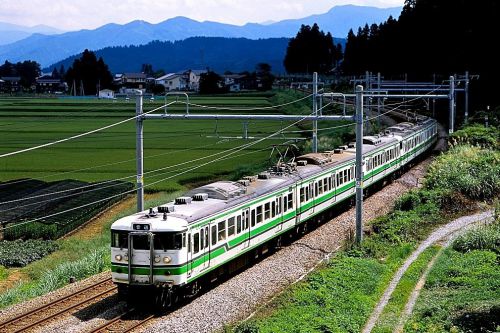 上越線の盛夏の穀倉地帯を行く懐かしの115系ローカル電車6連他(北堀之内~越後堀之内)
