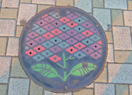 横浜線の淵野辺駅を散策。相模原市の色鮮やかな紫陽花のマンホールに見惚れる