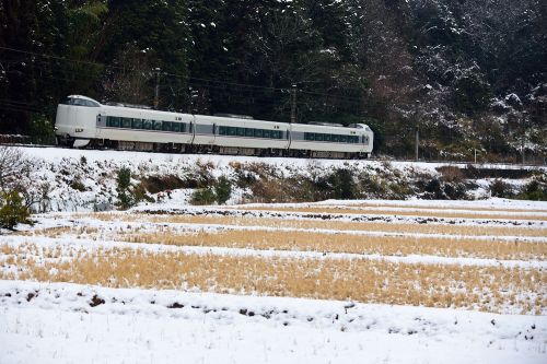 福知山線の雪景色の里を行く287系特急「こうのとり号」(柏原~谷川)